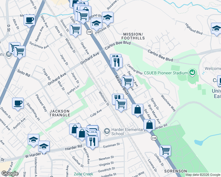map of restaurants, bars, coffee shops, grocery stores, and more near in 