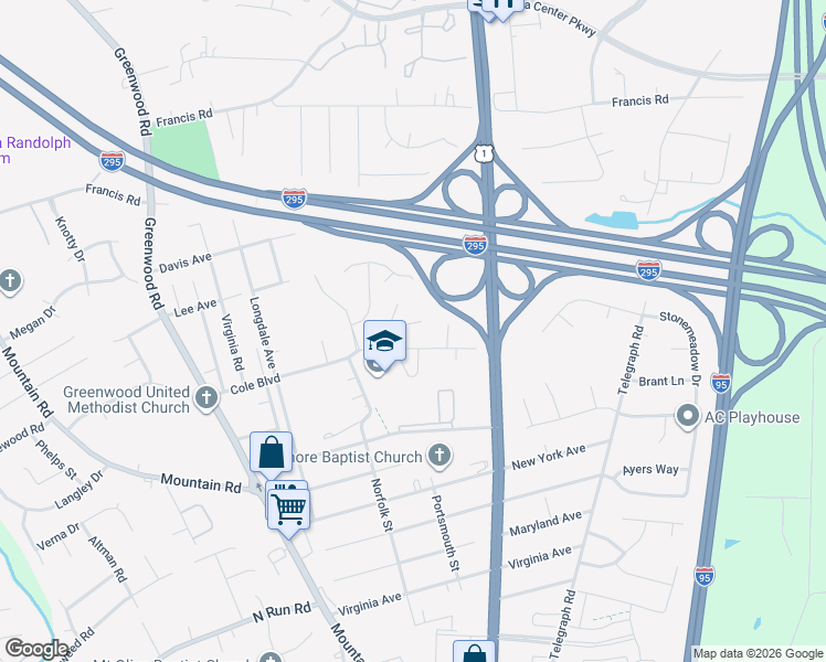 map of restaurants, bars, coffee shops, grocery stores, and more near 1413 Berrymeade Hills Ct in Glen Allen