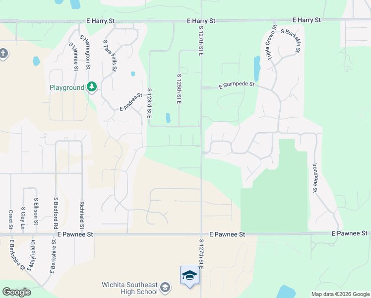 map of restaurants, bars, coffee shops, grocery stores, and more near 12613 East Cherry Creek Street in Wichita