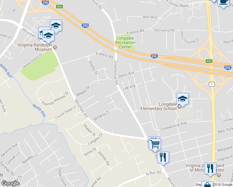 map of restaurants, bars, coffee shops, grocery stores, and more near 1909 Greenstone Court in Glen Allen