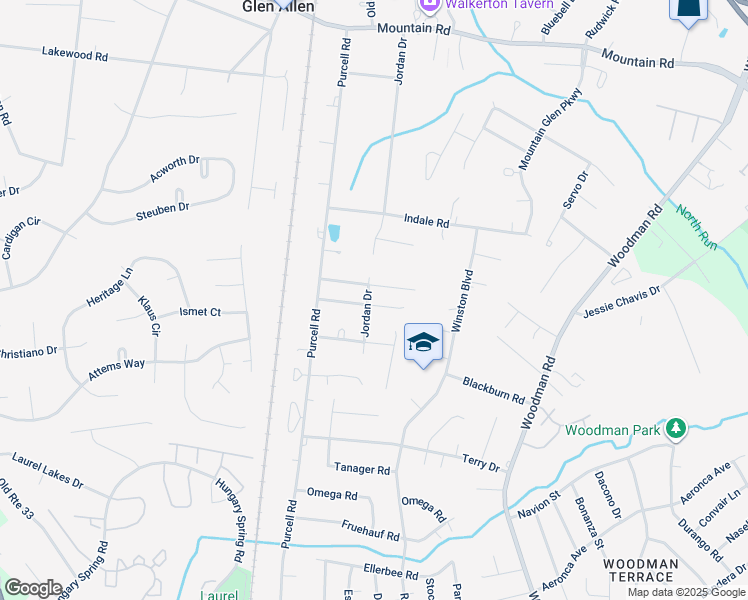 map of restaurants, bars, coffee shops, grocery stores, and more near 2618 Reba Court in Glen Allen