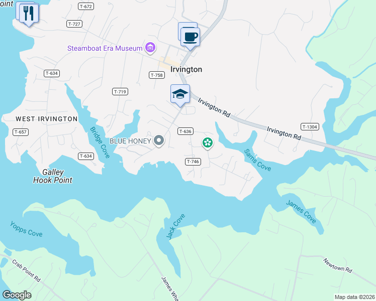 map of restaurants, bars, coffee shops, grocery stores, and more near 40 Cedardale Lane in Irvington