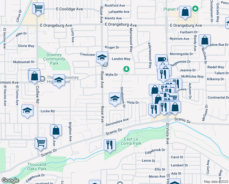 map of restaurants, bars, coffee shops, grocery stores, and more near 1841 Giardino Way in Modesto