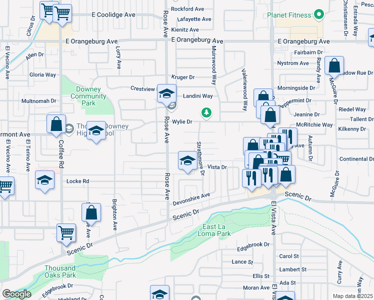 map of restaurants, bars, coffee shops, grocery stores, and more near 1841 Giardino Way in Modesto