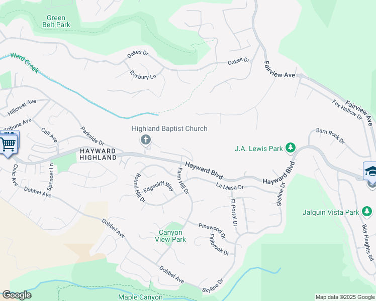 map of restaurants, bars, coffee shops, grocery stores, and more near 27050 Vista Bahia Way in Hayward