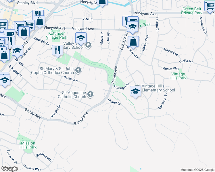 map of restaurants, bars, coffee shops, grocery stores, and more near 918 Clinton Place in Pleasanton