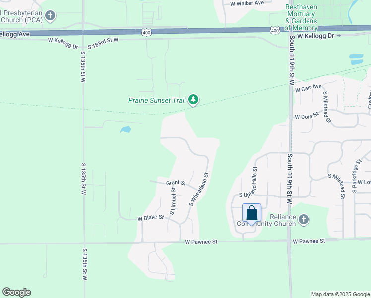 map of restaurants, bars, coffee shops, grocery stores, and more near 2105 South Wheatland Street in Wichita