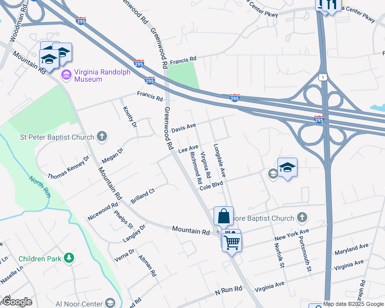 map of restaurants, bars, coffee shops, grocery stores, and more near 10170 Richmond Road in Glen Allen
