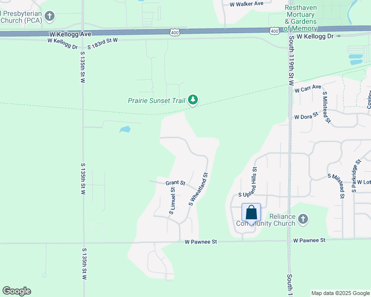 map of restaurants, bars, coffee shops, grocery stores, and more near 2105 South Wheatland Street in Wichita