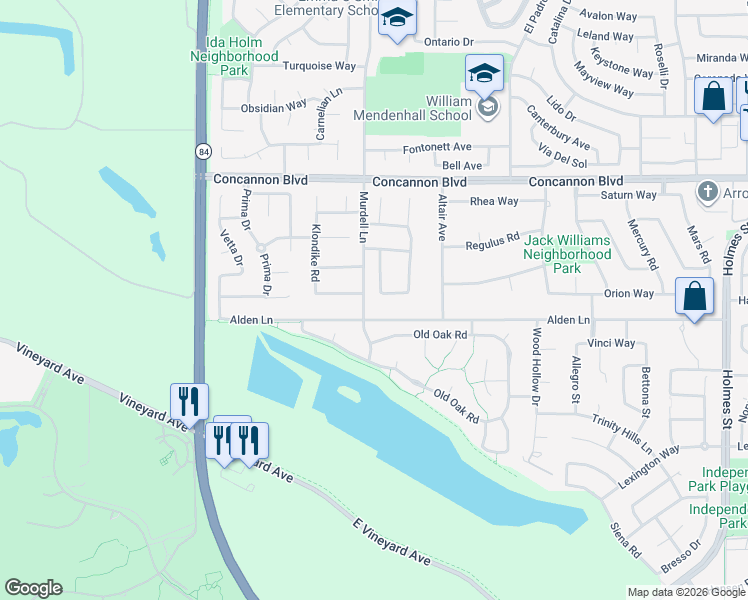 map of restaurants, bars, coffee shops, grocery stores, and more near 403 Elsinore Way in Livermore