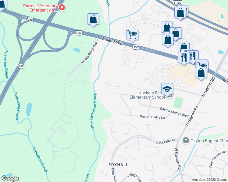 map of restaurants, bars, coffee shops, grocery stores, and more near 12520 Gayton Station Boulevard in Richmond