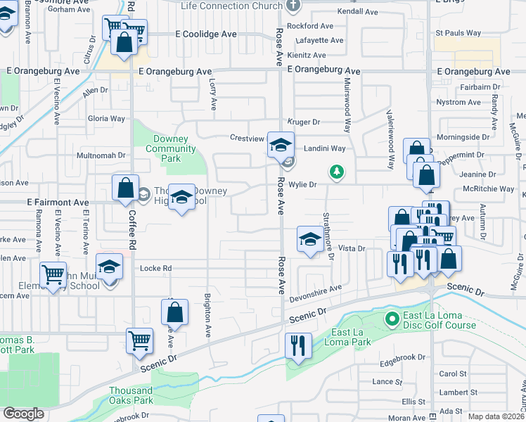 map of restaurants, bars, coffee shops, grocery stores, and more near 1713 Iris Court in Modesto