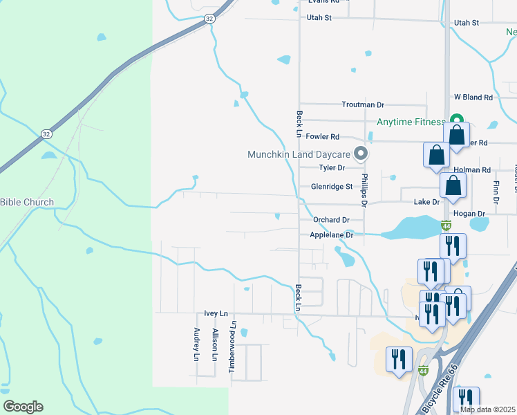 map of restaurants, bars, coffee shops, grocery stores, and more near 1405 Linda Circle in Lebanon