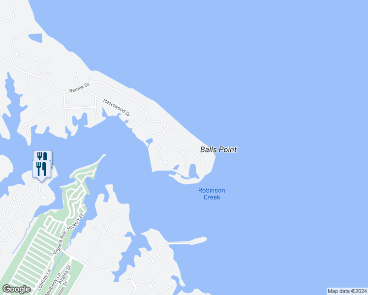 map of restaurants, bars, coffee shops, grocery stores, and more near 129 Kilmer Point Drive in Urbanna