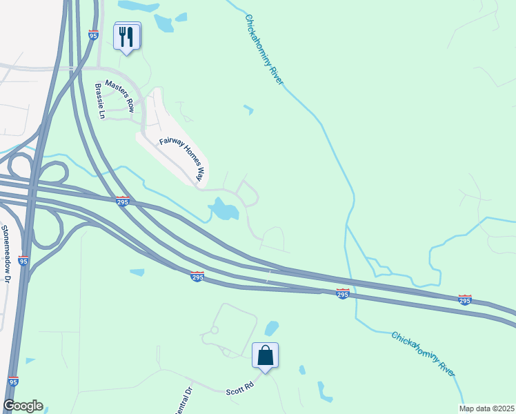 map of restaurants, bars, coffee shops, grocery stores, and more near 2736 Parview Way in Glen Allen