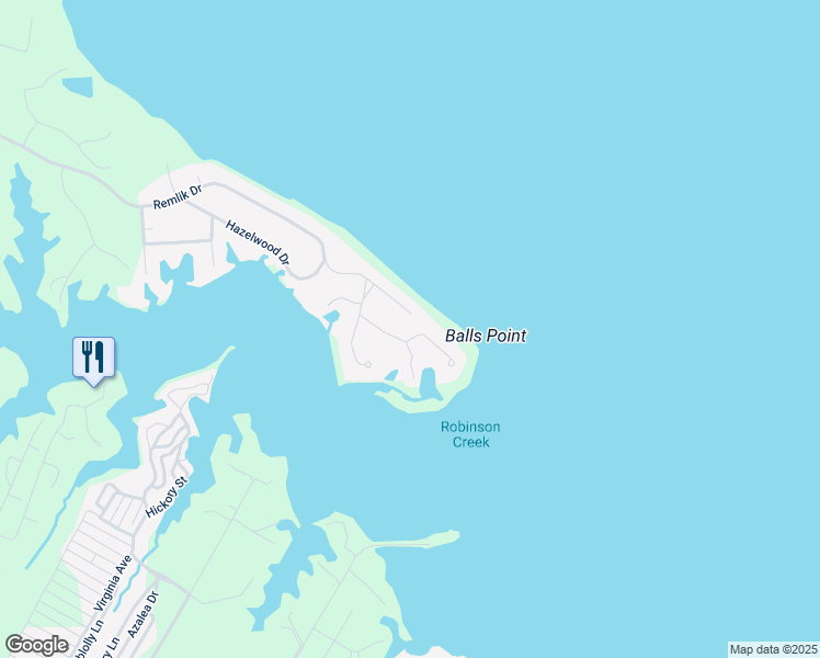 map of restaurants, bars, coffee shops, grocery stores, and more near 129 Kilmer Point Drive in Urbanna