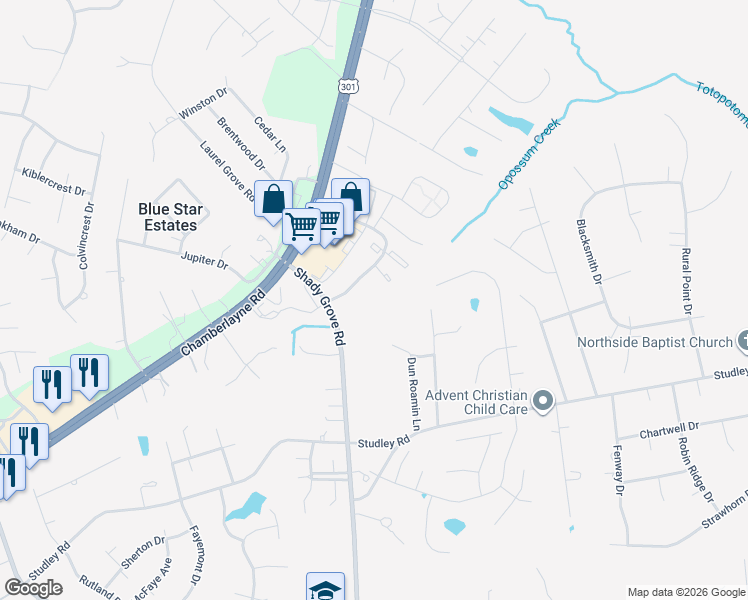 map of restaurants, bars, coffee shops, grocery stores, and more near 9258 Hanover Crossing Drive in Mechanicsville