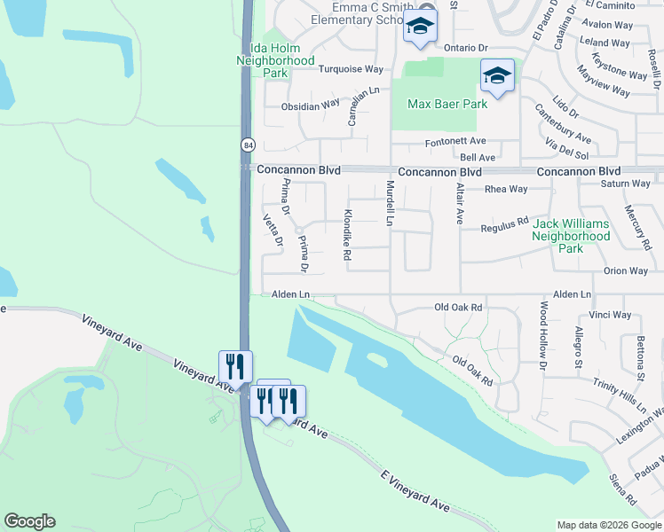 map of restaurants, bars, coffee shops, grocery stores, and more near 168 Ponte Court in Livermore
