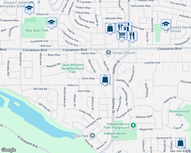 map of restaurants, bars, coffee shops, grocery stores, and more near 867 Polaris Way in Livermore
