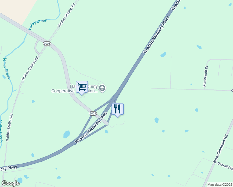 map of restaurants, bars, coffee shops, grocery stores, and more near Wendell H. Ford Western Kentucky Pkwy in Elizabethtown