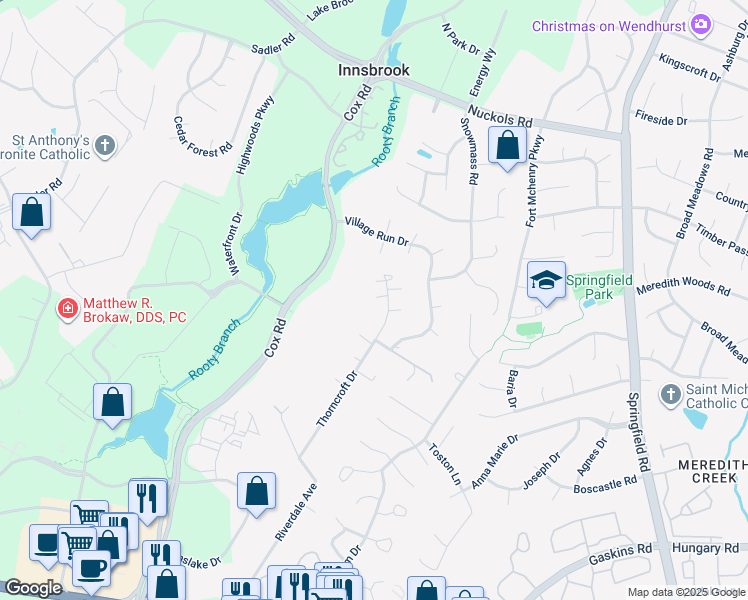 map of restaurants, bars, coffee shops, grocery stores, and more near 4524 Thorncroft Drive in Glen Allen