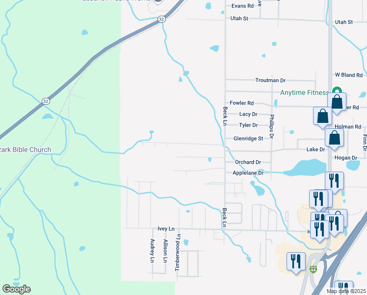 map of restaurants, bars, coffee shops, grocery stores, and more near 1420 Nathaniel Drive in Lebanon