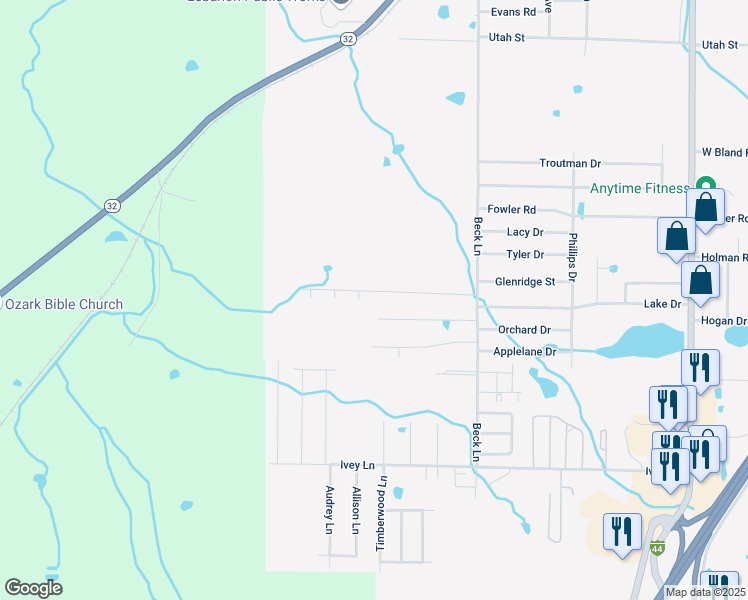 map of restaurants, bars, coffee shops, grocery stores, and more near 1420 Nathaniel Drive in Lebanon