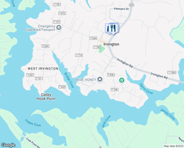 map of restaurants, bars, coffee shops, grocery stores, and more near 64 Haydon Hall Lane in Irvington