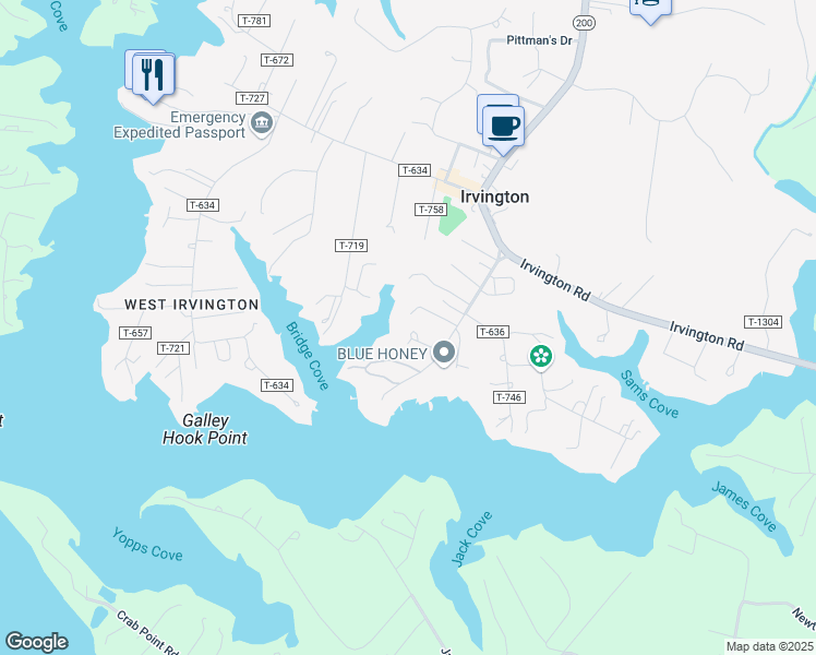 map of restaurants, bars, coffee shops, grocery stores, and more near 64 Haydon Hall Lane in Irvington