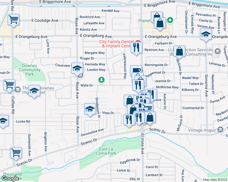 map of restaurants, bars, coffee shops, grocery stores, and more near 1012 Gemini Court in Modesto