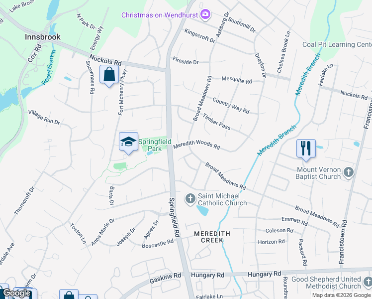 map of restaurants, bars, coffee shops, grocery stores, and more near 9515 Broad Meadows Road in Glen Allen