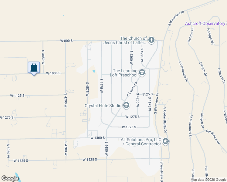map of restaurants, bars, coffee shops, grocery stores, and more near 1117 South 4425 West in Cedar City