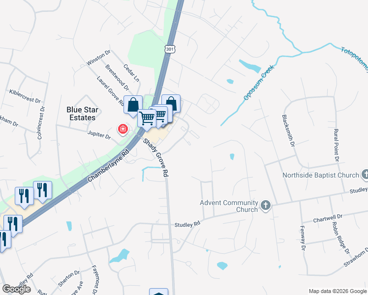 map of restaurants, bars, coffee shops, grocery stores, and more near 9258 Hanover Crossing Drive in Mechanicsville