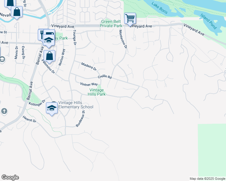 map of restaurants, bars, coffee shops, grocery stores, and more near 1022 Zinfandel Court in Pleasanton