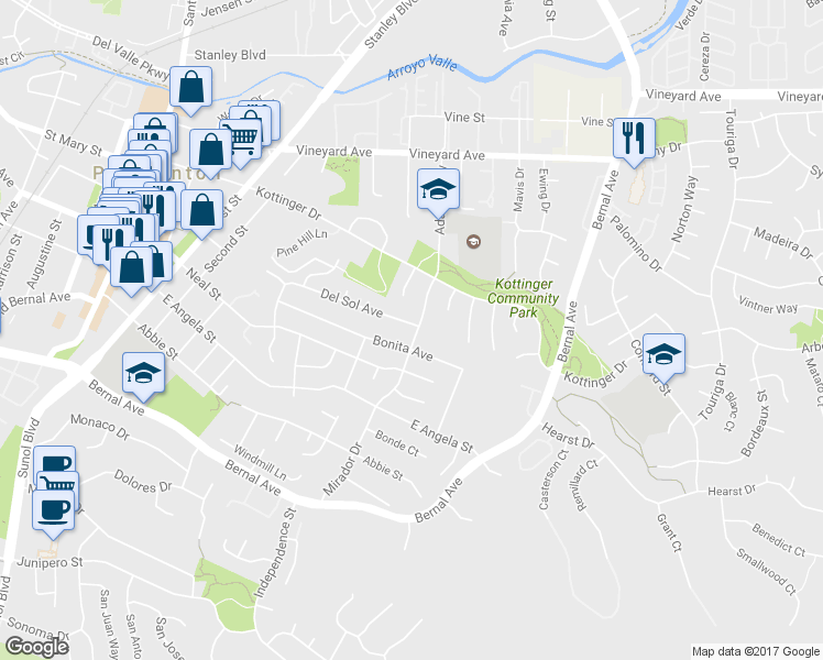 map of restaurants, bars, coffee shops, grocery stores, and more near 689 Del Sol Avenue in Pleasanton