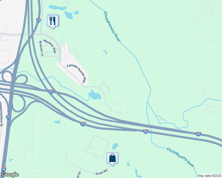 map of restaurants, bars, coffee shops, grocery stores, and more near 2724 Parview Way in Glen Allen