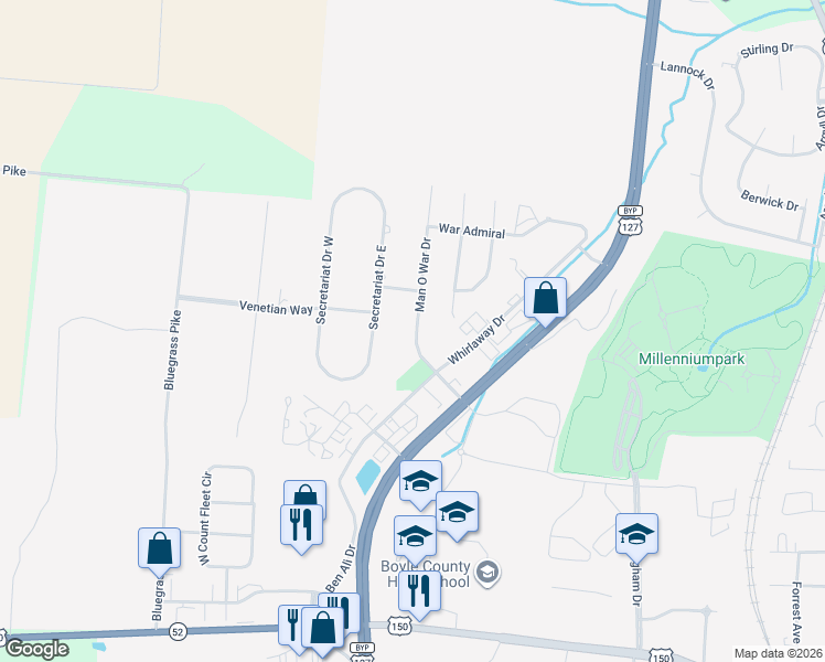 map of restaurants, bars, coffee shops, grocery stores, and more near 119-190 Man O War Dr in Danville