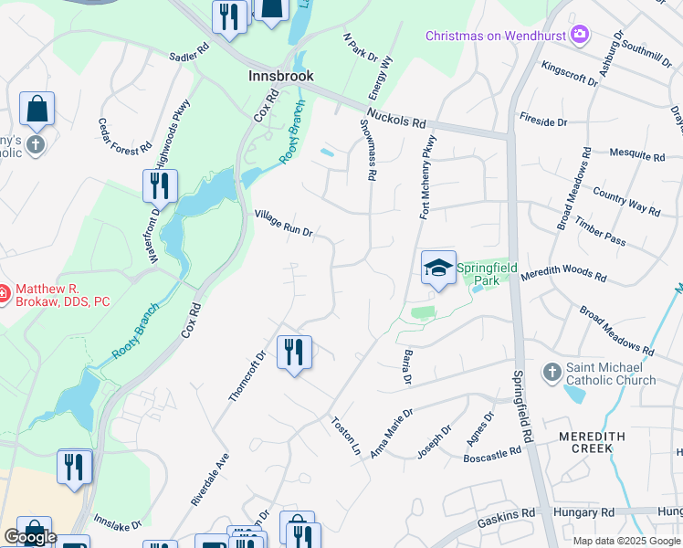 map of restaurants, bars, coffee shops, grocery stores, and more near 4605 Snowmass Road in Glen Allen