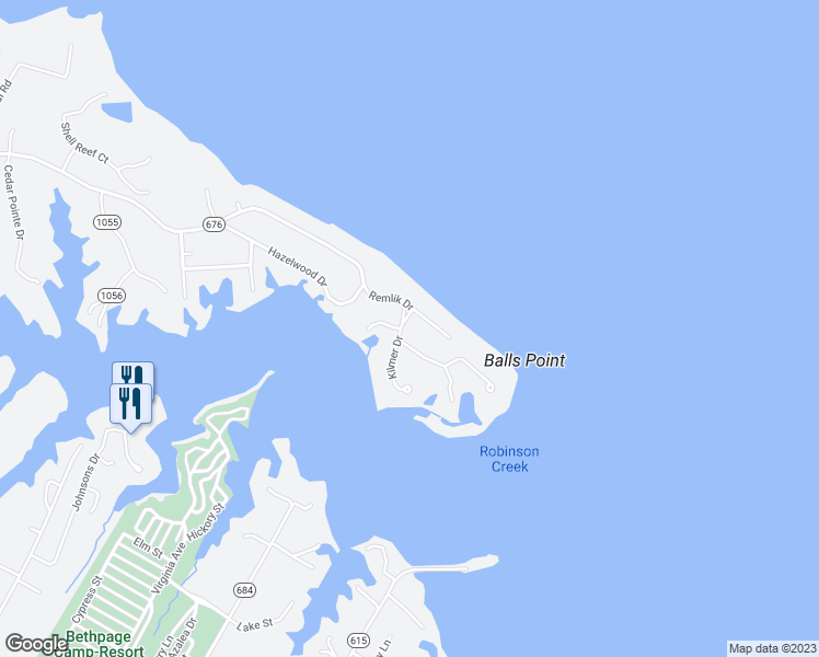 map of restaurants, bars, coffee shops, grocery stores, and more near 45 Kilmer Drive in Urbanna
