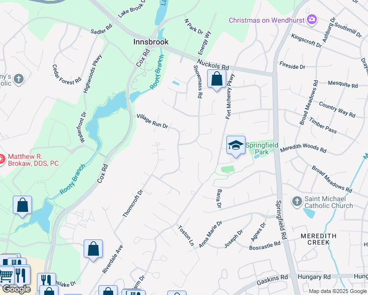 map of restaurants, bars, coffee shops, grocery stores, and more near 4605 Snowmass Road in Glen Allen