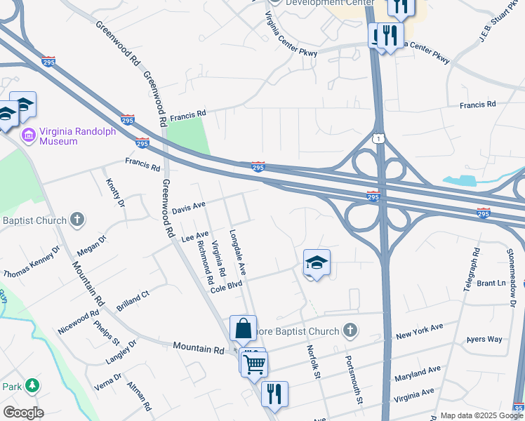 map of restaurants, bars, coffee shops, grocery stores, and more near 10164 Berrymeade Place in Glen Allen