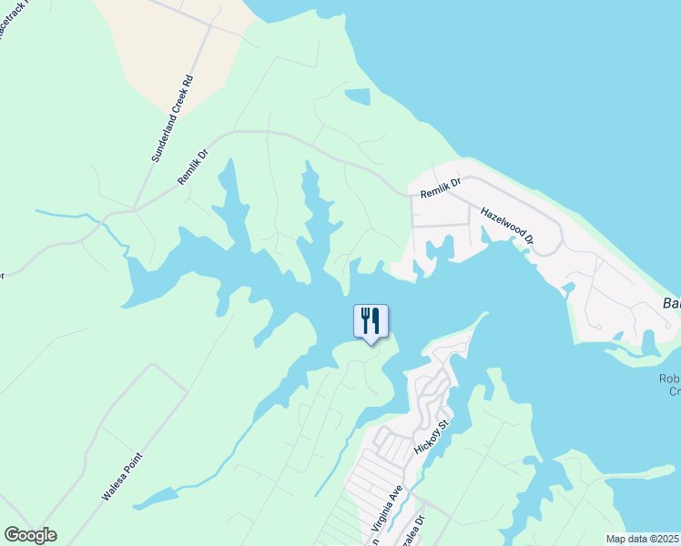 map of restaurants, bars, coffee shops, grocery stores, and more near 89 Waterford Court in Urbanna