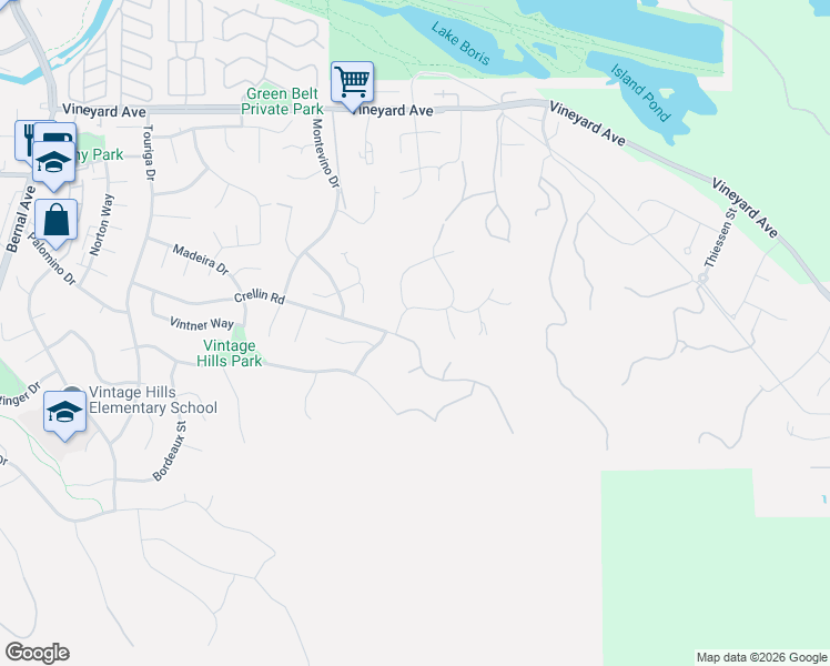 map of restaurants, bars, coffee shops, grocery stores, and more near 4 Grey Eagle Court in Pleasanton
