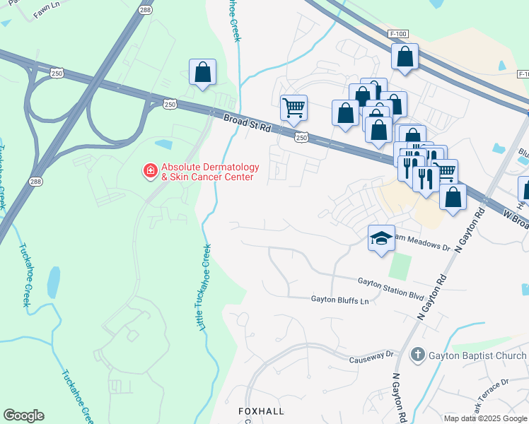 map of restaurants, bars, coffee shops, grocery stores, and more near 4012 Graham Meadows Court in Richmond