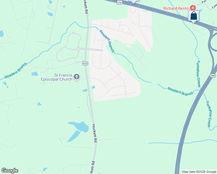map of restaurants, bars, coffee shops, grocery stores, and more near 1451 Hockett Road in Manakin-Sabot