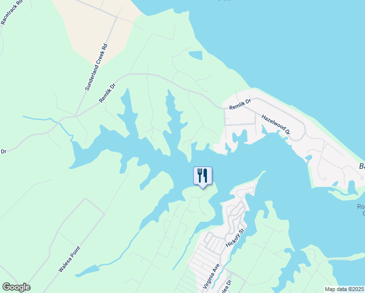 map of restaurants, bars, coffee shops, grocery stores, and more near 82 Waterford Court in Urbanna