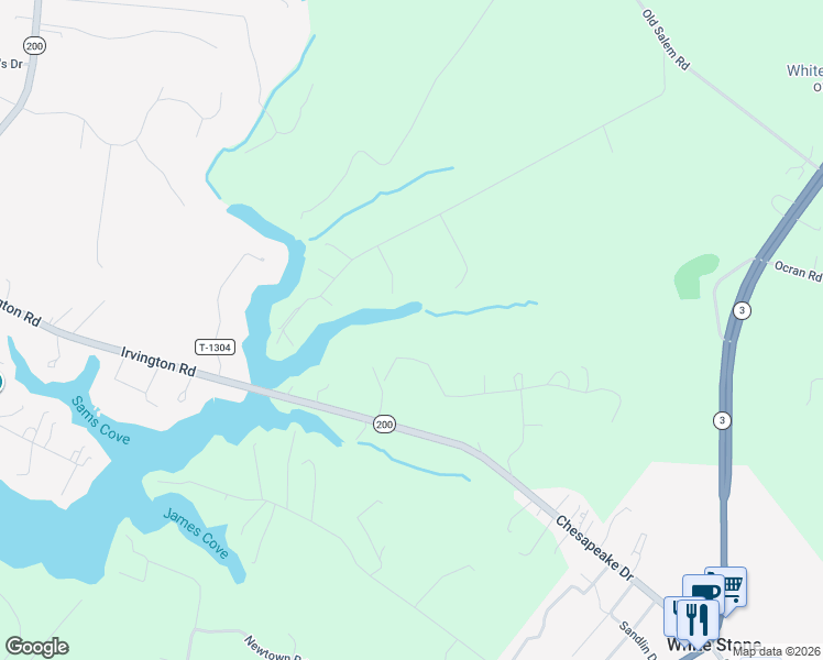 map of restaurants, bars, coffee shops, grocery stores, and more near Kenner Drive in White Stone