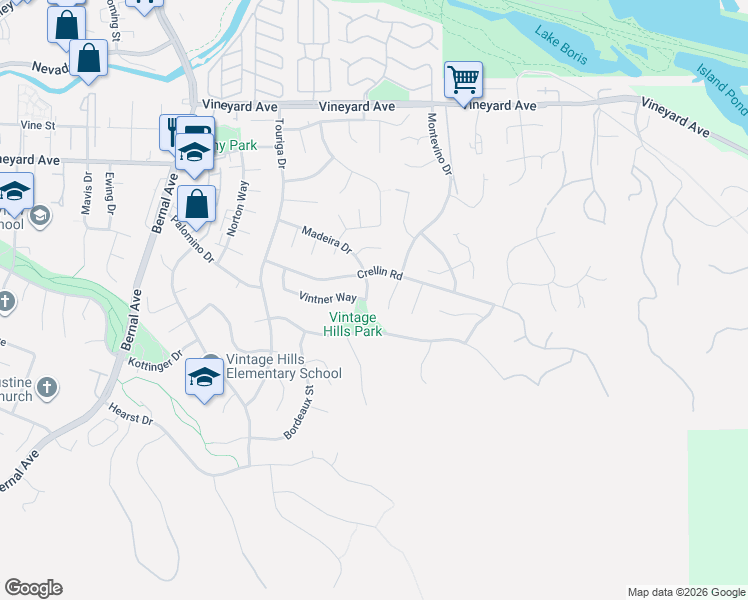 map of restaurants, bars, coffee shops, grocery stores, and more near 1025 Malaga Court in Pleasanton