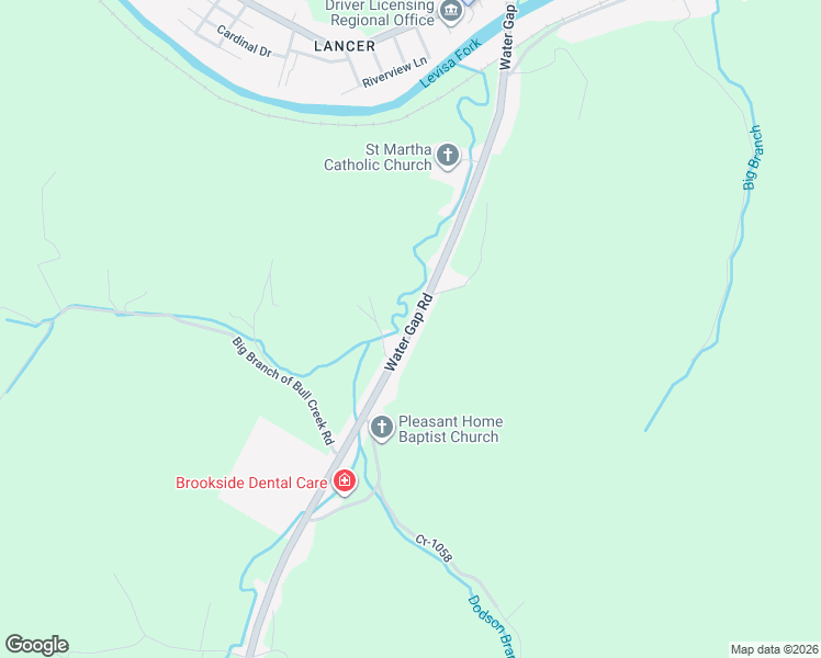 map of restaurants, bars, coffee shops, grocery stores, and more near Water Gap Road in Prestonsburg