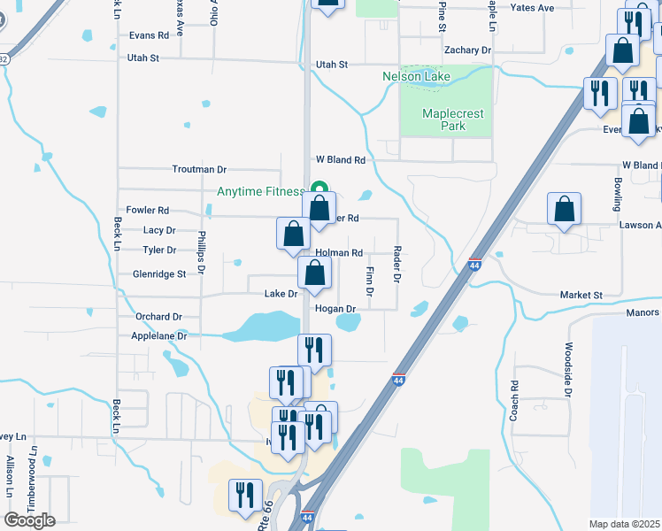map of restaurants, bars, coffee shops, grocery stores, and more near 1507 Prosser Drive in Lebanon